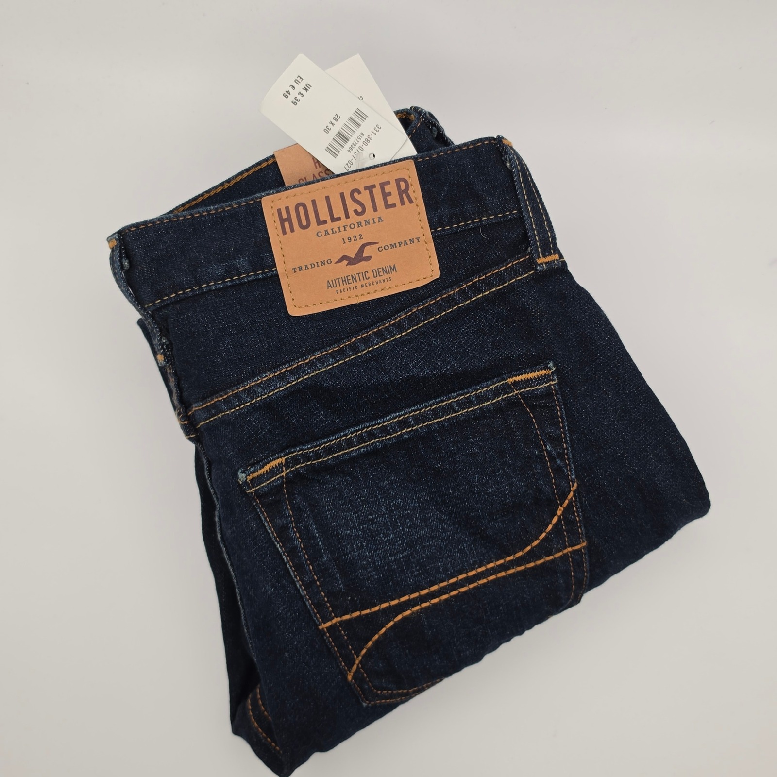 Hollister Classic Straight Jeans Mens 28x30 Indigo Blue Nwt 100% Cotton 331-380
